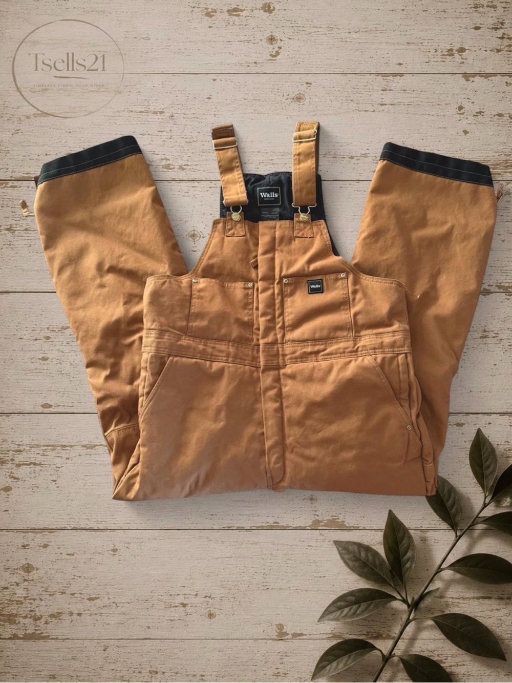 Walls Workwear Brown Insulated Bib Overalls - Size L